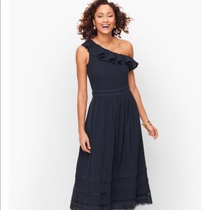 Talbots Navy One Shoulder Dress; size 14; NWT
